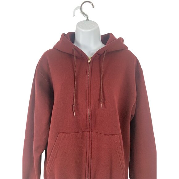 Champion Maroon Full-Zip Drawstring Hoodie "Love Gold" Back Design Front Pockets - Picture 2 of 11